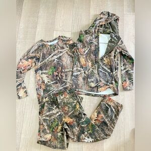 Camouflage Hunting Outfit Set Kids Youth Large Longsleeve Jacket Pants RedHead
